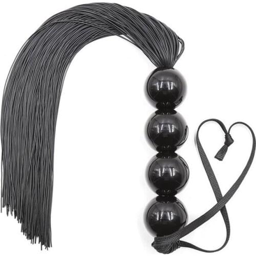 Sex Toys Whips Black Five-bead Rubber Whip Large Flirting Binding Leather Whip Whips Queen