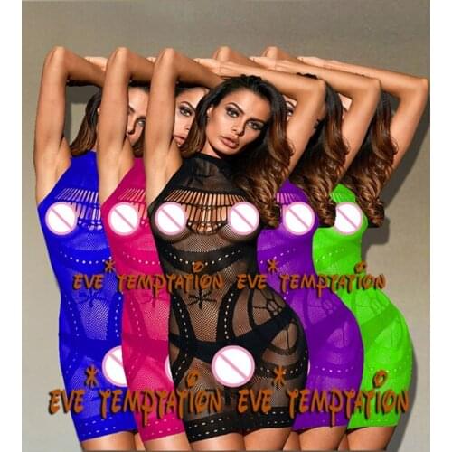 Sexy Lingerie Hot Bodystocking Fishnet Jumpsuit Flower Teddies Erotic Underwear Lenceria Bodysuit Sex Body miniskirt dress A078
