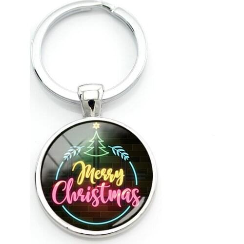 TAFREE Merry christmas gift Cute santa baby Keychain glass photo pendant diy bag-Key Chains-Car Key Rings fashion Jewelry CM461