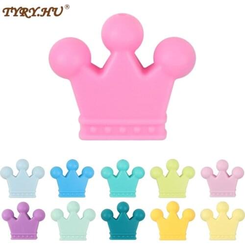 TYRY.HU 10Pcs/lot Crown Silicone Beads Baby Teether Silicone Teething Beads For DIY Necklace Bracelet Pacifier Chain Teethers