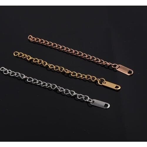 Stainless Steel Extender Chain For Jewelry Making Rose Gold/Gold/Black/Silver Color Metal Extended Extension Chain 7cm 50pcs