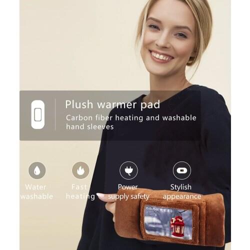 USB Winter Hand Warmer Pocket Rechargeable Portable Electric Heated Washable Plush Hand Warmer Electric Heating Handbag