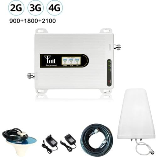 GSM 2G 3G 4G Cell Phone Booster Tri Band Mobile Signal Amplifier LTE Cellular Repeater GSM DCS WCDMA 900 1800 2100 ,Band 1/3/8