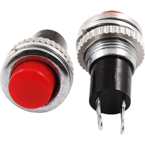 YOCOMYLY 100pcs Red 10mm 2 Pin Momentary NO Round Push Button Switch 1A 250V AC