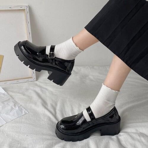 Women Leather Shoes Harakuju Lolita JK Student Sweet Girls Mary Jane Shoes Japanese High Heels Round Toe Platform Shoes Pumps