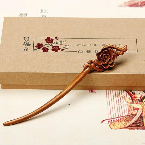 Women Vintage Style Hairpin Hair Jewelry Girls Simple Fashion Headpiece Ladies Handmade Wood Carved Hair Sticks Hair Accessories