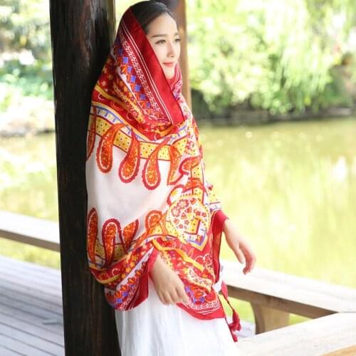 [DIFANNI] New Ethnic Style Twill Cotton scarf with Tassel Paisley Print Women Scarf Long For Lady Shawl&Wraps Beach Cover Up