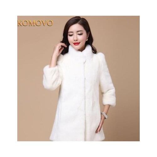 2019 faux fur coat womens full leather imitation mink fur coat female winter fashion medium-long overcoat