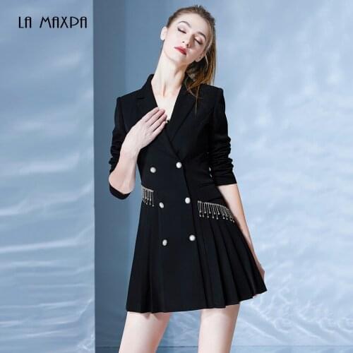 Blazer Dress WomenS Long-Sleeved Diamond Tassel Dress Spring And Autumn Ladies Casual Office Wear 2021 Fashion Designer Dress