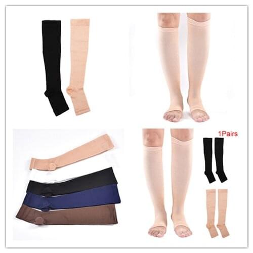 1pair Unisex Knee High Compression Open Toe Prevent Swelling Stocking