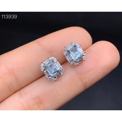 100% Natural Real Aquamarine Earring Natural And Real 925 sterling silver Aquamarine Earring
