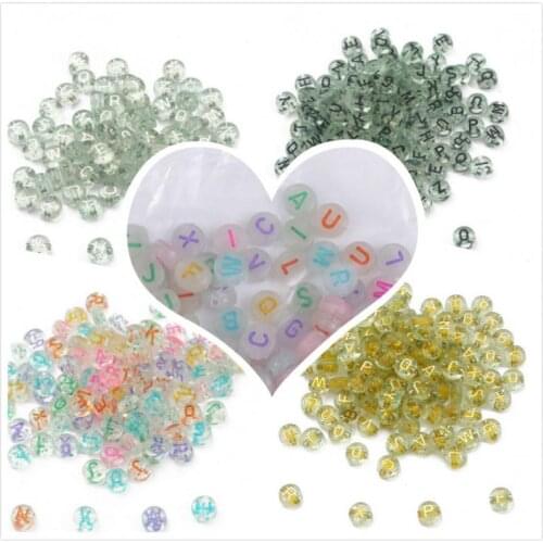 100 Acrylic Beads Round Flat Alphabet Digital Cube Loose Spacer Beads For Jewelry Making Handmade Diy Bracelet Necklace