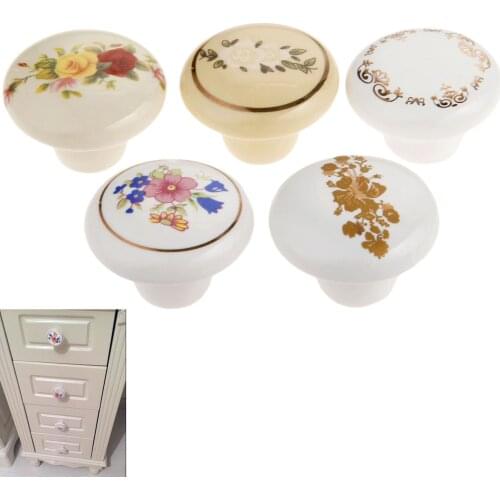 1x Flower Ceramic Cabinet Knobs and Handles Cupboard Door Drawer Kitchen Pull Knob Furniture Pulls