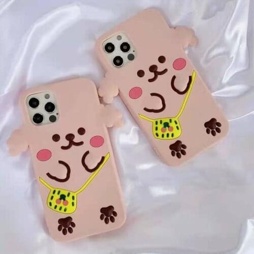 3D Cute Cartoon Backpack Dog Phone Case for iPhone 12 11 Pro Max SE 2020 Puppy Soft Silicone Shockproof Protective Cover Shell