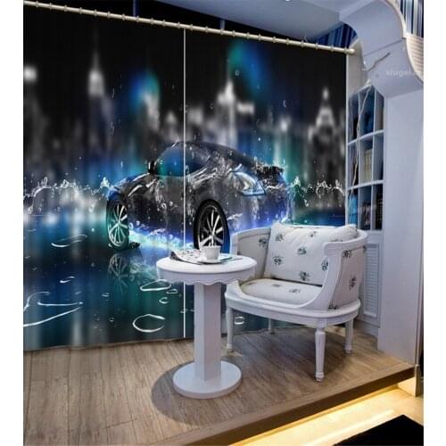 3D Curtain Home Room Decoration Fashion Waterdrop Car Curtain Motorized Decorative Door Curtain Custom All Sizes Beautiful Photo