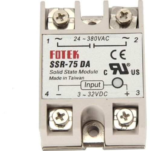 5PCS/LOT Single Phase Solid State Relay DC To AC SSR-75DA 75A SSR Relay Input DC Output AC