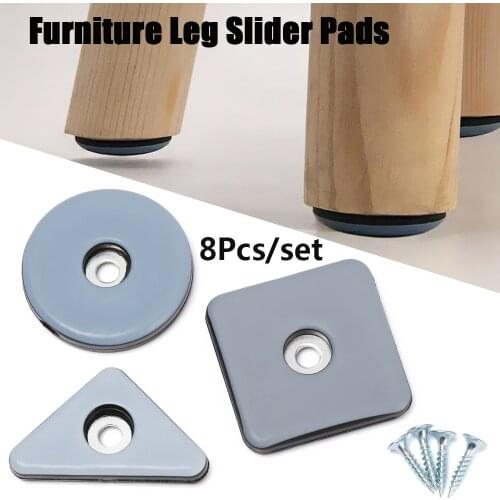 8pcs Furniture Leg Slider Pads Easy Move Heavy Furniture Table Bases Protector Legs Anti-abrasion Floor Mat with Screws