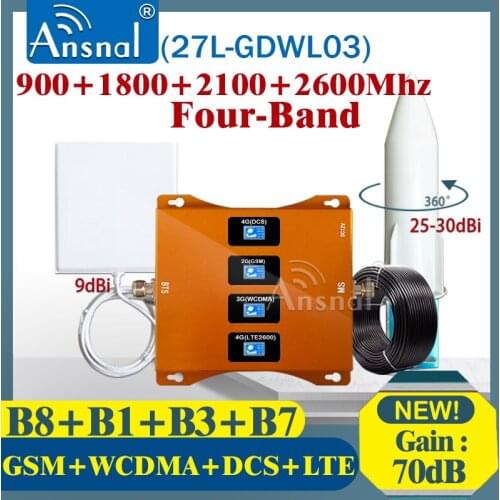 900 1800 2100 2600Mhz Four-Band Cellular signal Repeater Cellphone 4G Cellular Amplifier 2G 3G 4G GSM DCS LTE 4G Signal Booster