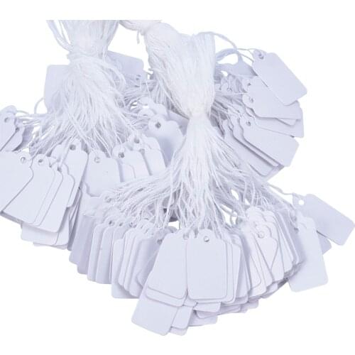 500pcs 23x13mm Price Tags Rectangle White Paper Tags Scallop Head Label Luggage Wedding Note DIY Blank Price Hang Gift Tag