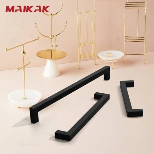 MAIKAK Black Cabinet Knobs and Handles Gold Kitchen Cupboard Door Pulls Square Drawer Door Handle Furniture Handle Door Hardware