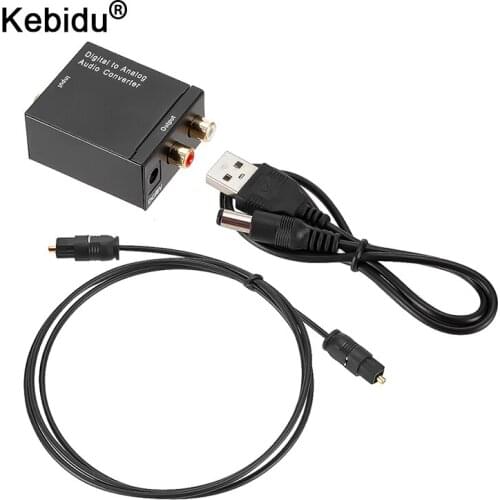 Digital Optical Coaxial Signal to Analog Audio Converter Adapter RCA Digital To Analog Audio Converter with Fiber Optical Cable
