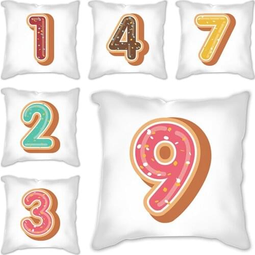 Numbers and letters Cushion Cover Polyester cartoon animals Printed Pillow Cases Decorative Sofa Cushions Home Decor Pillowcover