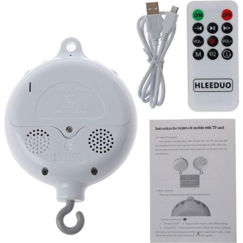 Baby Mobile Crib Bed Bell Toy Support TF Card Music Box with Remote Control Baby Music Box