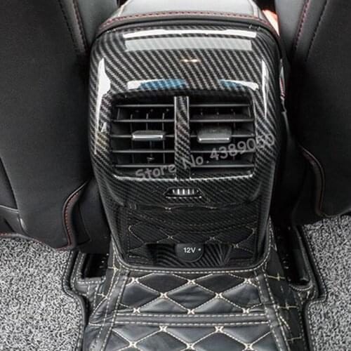 For Ford Focus 2019 ABS Matte/Carbon fibre Interior Car Back Rear Air Condition outlet Vent frame Cover Trim Car Styling 1pcs