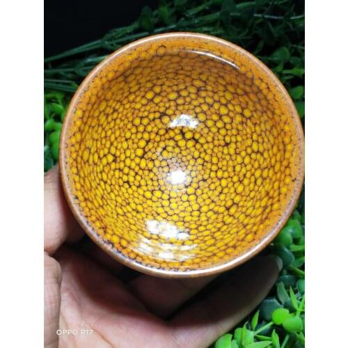 Jianzhan Tenmoku Tianmu Tea Cup Bowl Blue Indigo Dragon Scales Pattern 100ml/3.4oz Collection Ceremony Handmade Glorious Change