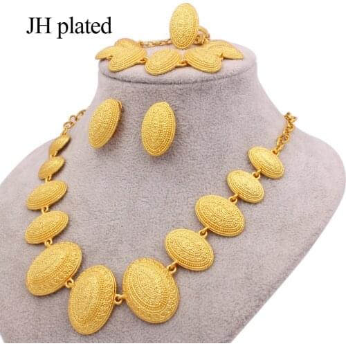 Jewellery set Dubai 24K gold color jewelry sets for women NEW necklace earrings bracelet ring African wedding ornament gifts set
