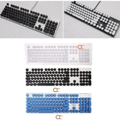 104 Keys Retro Round Keycaps Double Shot DIY Steam Punk Steampunk Typewriter Keycaps for Backlit Classy Player Stylized