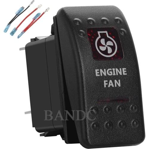 ENGINE FAN Rocker Switch 5Pins on-off SPST Dual Red Led Lamp for Car Boat RV Truck Vehicles，Waterproof，12V 24V，Jumper Wires