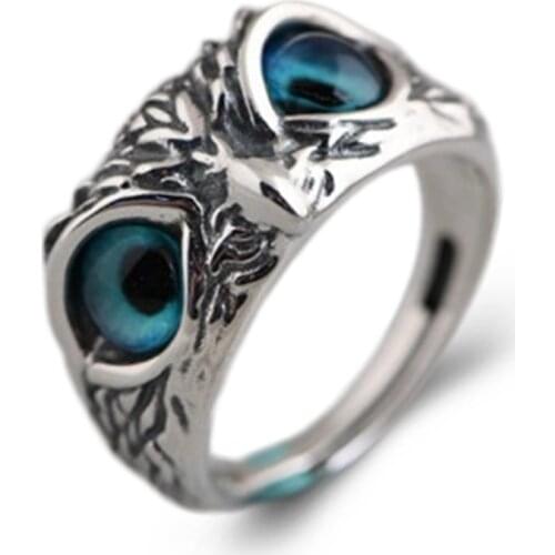 Copper Demon Eye Owl Ring For Women Girl Lovers Retro Animal Open Adjustable Ring Statement Ring Jewelry Gift Dropshipping