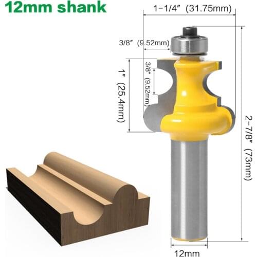 12mm 1/2 Shank Multiform Multi-profile Molding Router Bit Door Milling Cutter Woodworking Tools Positive Half-Arc Line Knife