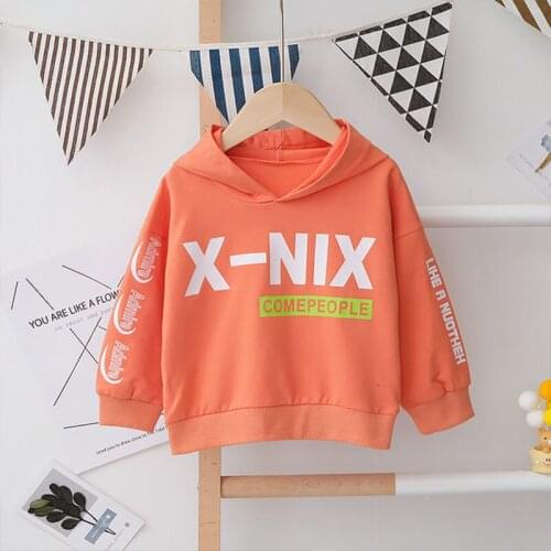 Letter Printing Fashion Trend Clothing Outerwear Baby Boy Girl Hooded Spring New Sweater Children Toddler Pullover Jacket Outer