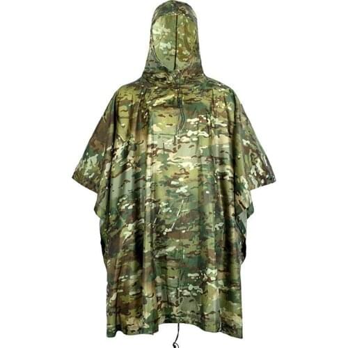 Rainwear for outdoor Polyester taffeta material odorlessness Waterproof camouflage Raincoats poncho cover many colors