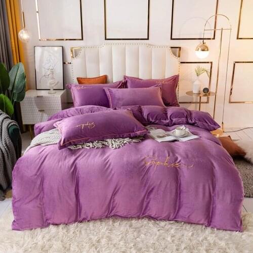 2020 new Embroidered crystal velvet Bedding Set Soft Bedclothes Duvet/Quilt Cover Bed Linen sheet set 4 Pieces Bedding Sets