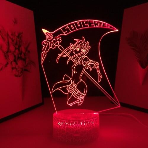 Soul Eater Anime Figure Maka Albarn Kids LED Night Light for Home Decoration Girls Manga Gift Room Bedside Desk 3D Lamp