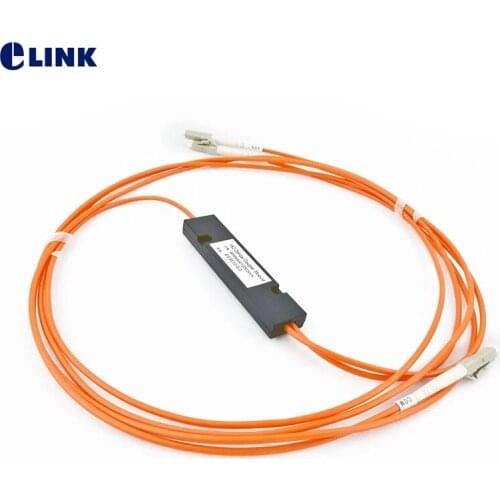 5PCS 1*2 FBT splitter MM 850nm 62.5/125um 50/50 coupling ratio LC/PC 1x2 ftth coupler Multimode Single window 1mtr 3.0mm ELINK