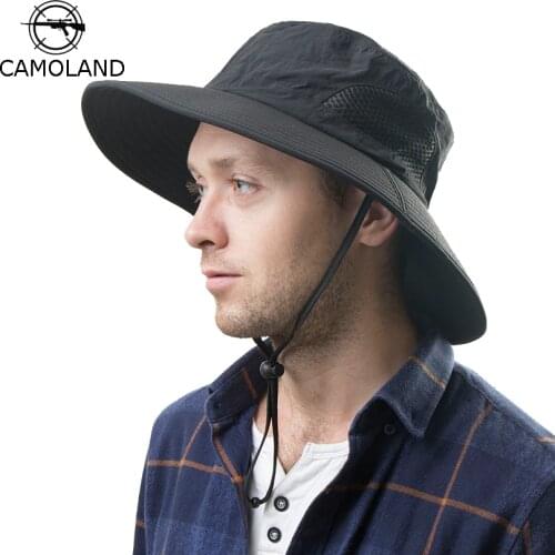 UPF 50+ Summer Wide Brim Bucket Hat Waterproof Breathable Packable Men Women Sun Hat Fishing Safari Boonie Hat Beach Panama Hat