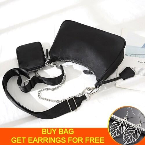 New Arrival Hobo Shoulder Bags for Women Simple Style Black Nylon Crossbody Messenger Bags Purse Female Underarm Handbag