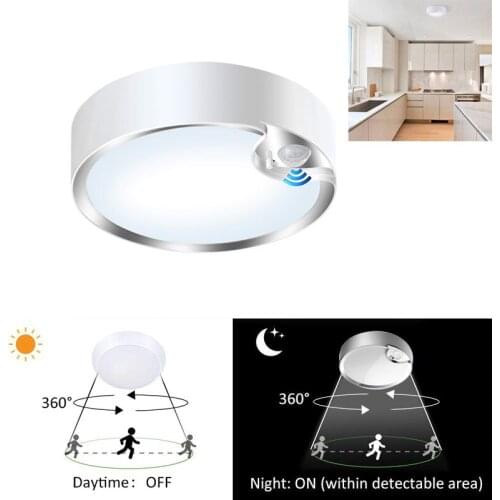 Smart Motion Sensor LED Ceiling Light Lamp Battery Powered 400LM 80LED Ultra Bright Indoor Night For Stairway Basement Warehouse