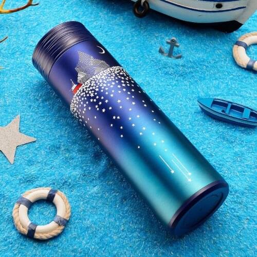 Soffe Creative Thermal Insulation Coffee Bottle With Starry Design 450ml Straight Body Stainless Steel Vacuum Thermos Bottle