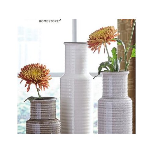 Pack of 3 flower vase tabletop decorative ceramic vase centerpiece sample room pot planter light gray ice-crack surface