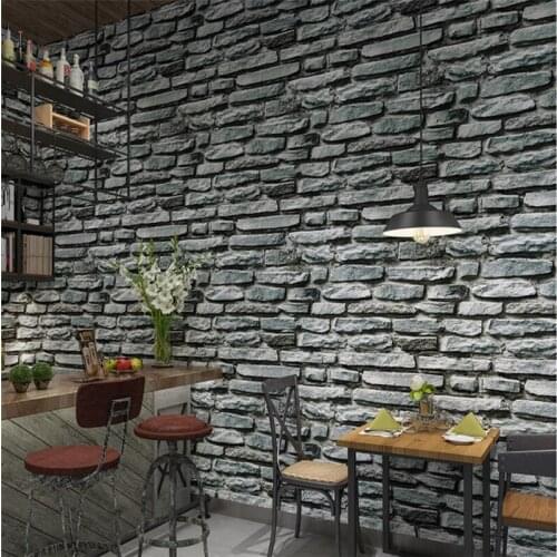 High end new 3D waterproof restaurant wallpaper papel de parede vintage blue brick wallpaper antique brick background wall paper