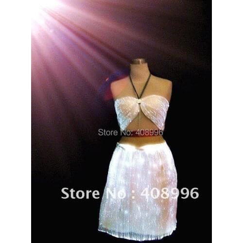 Sexy optical fiber luminous skirt for club performance/fashion show/Singular dress/Show Clothing