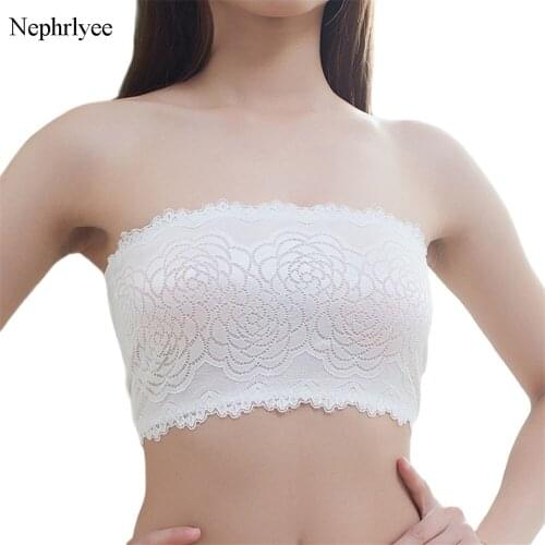 2021 Summer Women Lace Bandeau Top Solid Breathable Strapless Bra Bandeau Soft Seamless Women Casual Tank Crop Tops CA438