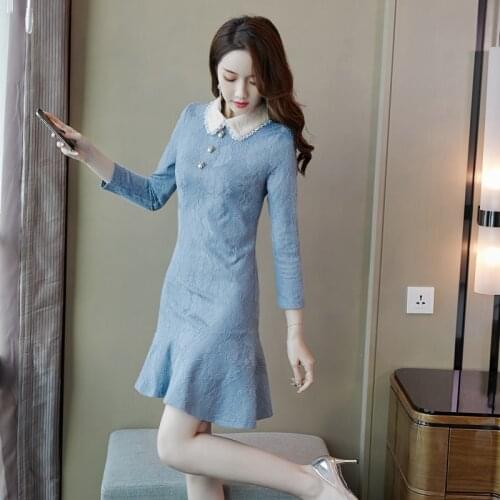 2020 High Quality Brand Autumn Runway Designer Lace Dress Women Sexy Mermaid Dress