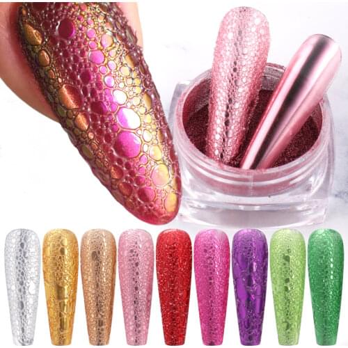 1box Bubble Nail Glitter Powder Magic Mirror Effect Chrome Pigment Dust Shining Pink Rose Gold Nail Art Decoration Powder LA1626