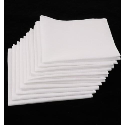 10pcs Mens Women Cotton White Handkerchiefs For Men Pure Cotton Square Hanky for Embroidery Wholesale